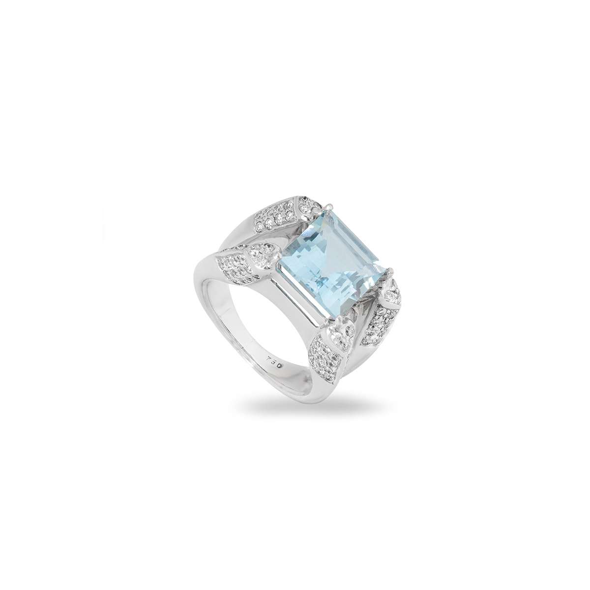 White Gold Aquamarine & Diamond Dress Ring 3.91ct